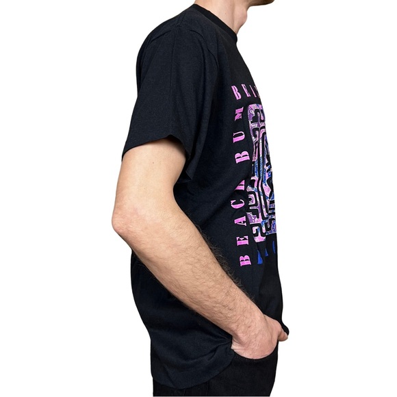 Vintage Beach Bum by McGregor Black Graphic T-shirt 90s Single Stitch USA Large - Picture 2 of 10